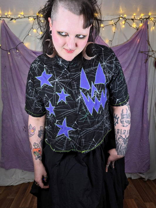 HAUNTED button up crop XXL